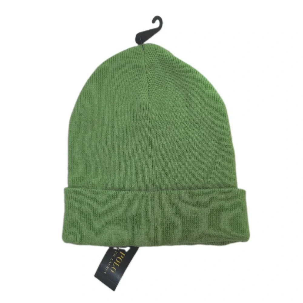 Polo Ralph Lauren Vintage Spell Out Beanie Green & Pink Logo - New